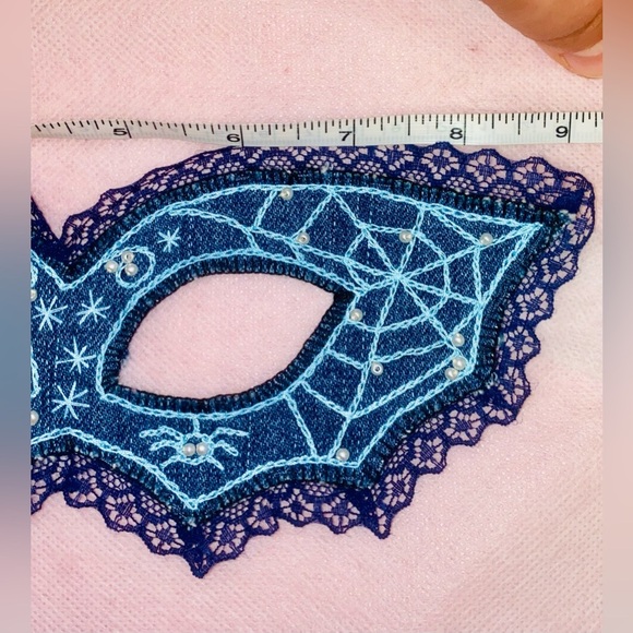 Blue Lace Masquerade Mask. Handmade - Picture 4 of 4